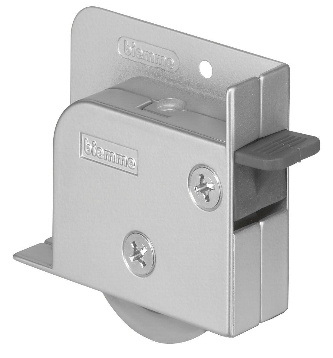 Roulette universelle pour porte et caisson, blocage à gauche